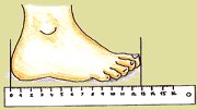 Měření dělky nohy - dětská obuv